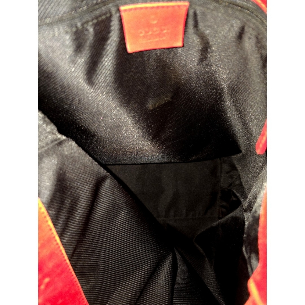Gucci Crimson GG Sherry Line Monogrammed Canvas & Leather Tote Bag - Picture 7 of 9